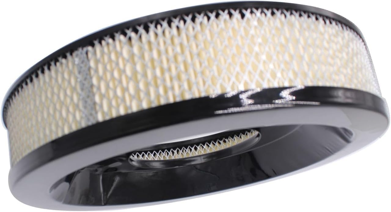 14" Air Cleaner Filter Assembly Kit Black Polished Full Finned Compatible with Chevy Ford SBC BBC (Black)