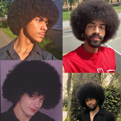 Image of Men's Afro Wig, 70s /80s Disco Costume Wig for Halloween, Theme Parties Cosplay(Dark Brown)