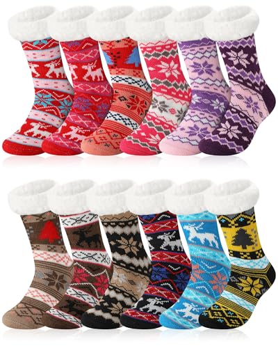 Chaussettes de Noël femme contre les pieds froids avec polaire douce