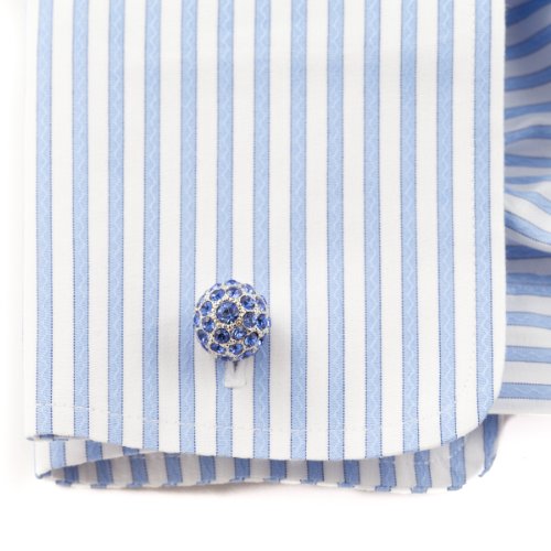 Blue Crystal Ball Cufflinks And Studs In Blue With Gift Box #TOP2