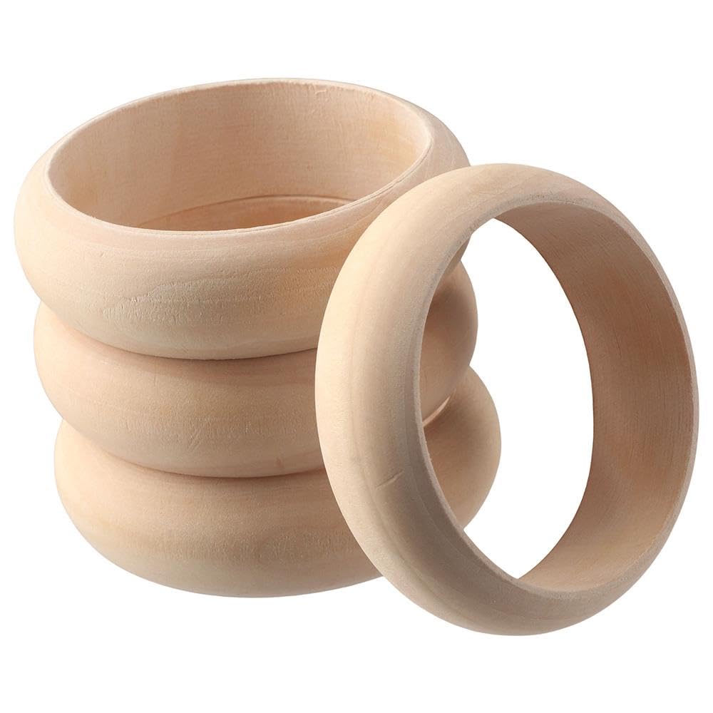 YYlingx 4Pcs Unfinished Wood Blank Bangle Bracelets