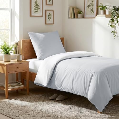 Aisbo Bettwäsche 155x220 2teilig Hellgrau Weiß - Bettwäsche Sets 1 Bettbezug 155x220 cm + 1 Kissenbezug 80x80 cm… – Ansicht 3