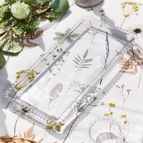 Serving Platter Glass Beaded Edge Dining Table Tray Serving Dish Alfresco Dining Serving Plate (Extra Large) - Cosy Home Interiors Serving Platter Glass Beaded Edge Dining Table Tray Serving Dish Alfresco Dining Serving Plate (Extra Large) - Image 5