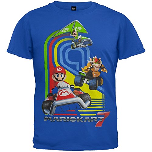 Nintendo - Boys Mario Kart 7 All-over Youth T-shirt Youth Large White