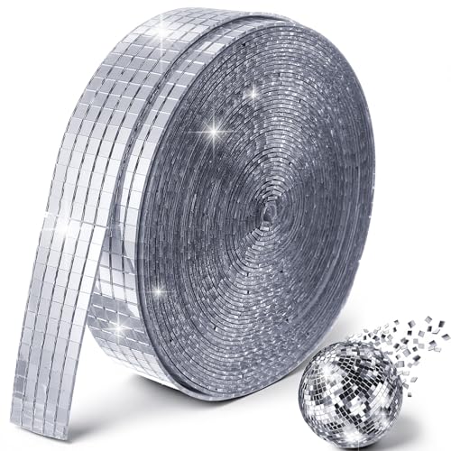 Afcabakila 15000PCS Disco Ball Mirror Tiles Self Adhesive Mosaic Tiles for Crafts, 5x5 mm Disco Ball Tapes Stickers Small Square for Interior, Vases, Photo Frames,and DIY Decoration Accessory
