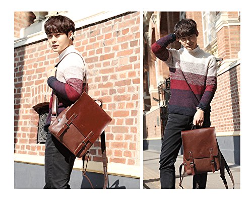 Kenox Vintage Pu Leather Laptop Backpack Knapsack Rucksack