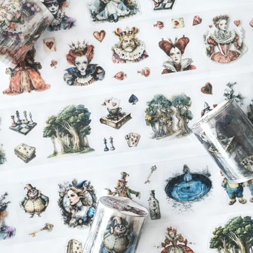 Ensemble de ruban Washi PET pour scrapbooking, accessoires de scrapbook Ta Merry, 3 rouleaux de stickers scrapbooking sur le thème d'Alice, autocollants...