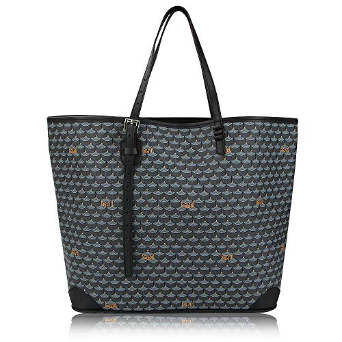 Designer Tote Handbag Purses for Women Fashion Shopping PU Shoulder Handbags for Womens(Large, Black)