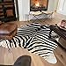 Tumbleweed Velvet Black, Ivory & Beige Synthetic Zebra Rug - Luxurious Zebra Print Rug for Versatile Decor - Zebra Rug Ideal for Living Rooms & Bedrooms - Medium 5' x 7'