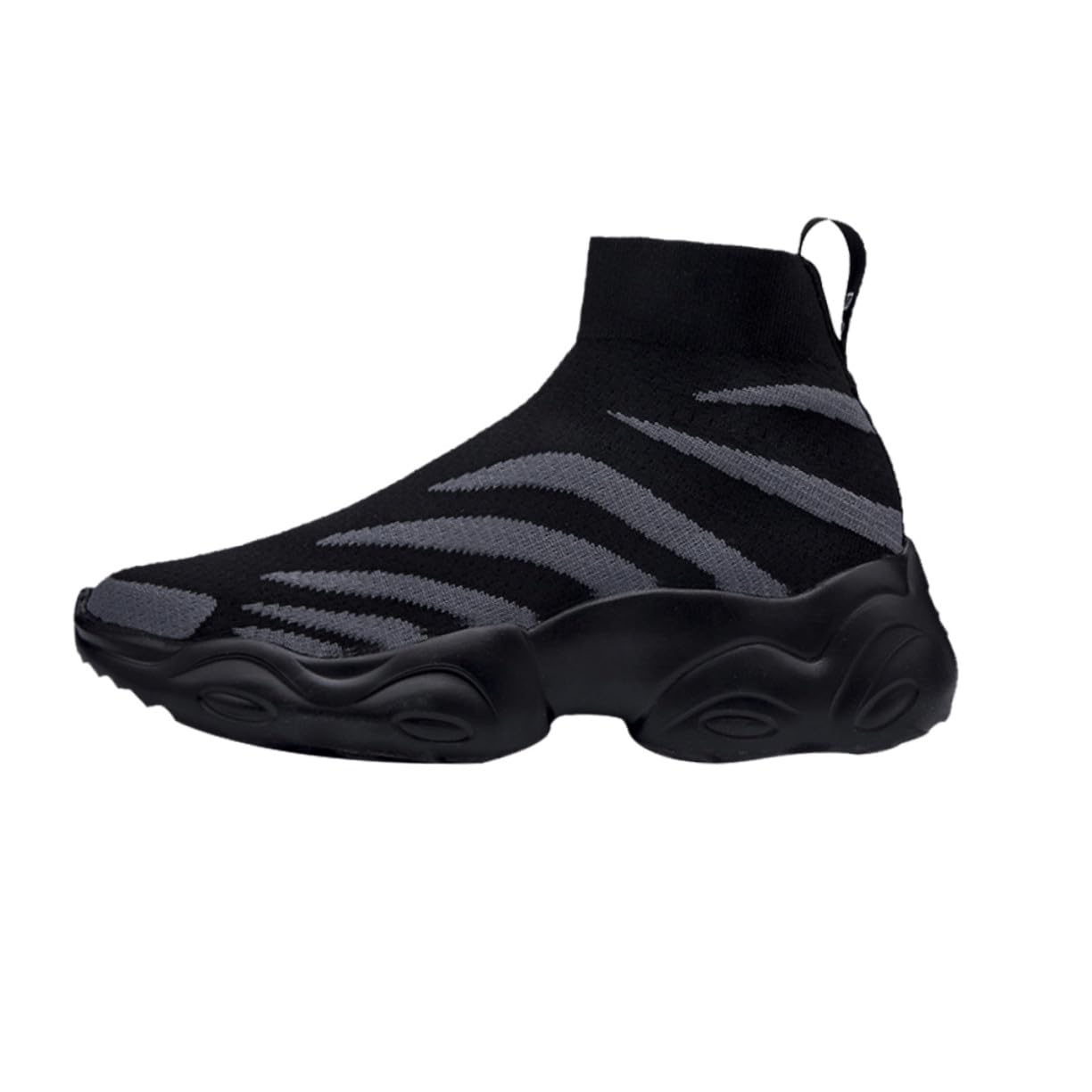 FOMIYES Sneakers Alte da Uomo Traspiranti in Pu Nero Design alla Moda, Flessibili e Confortevoli per Uso Indoor in Ogni Stagione, Casual e Sportivo