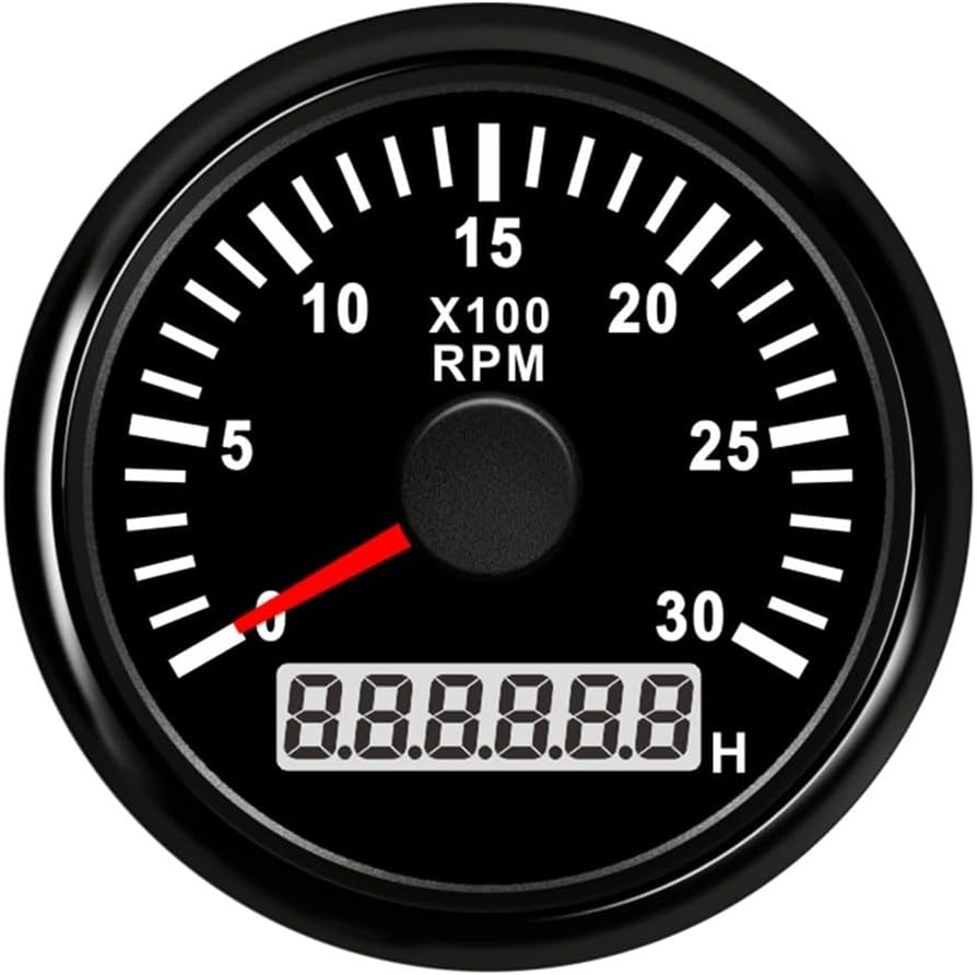 Universal Tachometer Odometer Indicator 52mm with RPM Indicator (0-3000 RPM 0-4000 RPM 0-6000 RPM 0-8000 RPM) with Red Backlight for Boat Motorcycle, 9-32 V