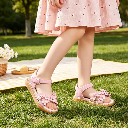Image of GINFIVE Toddler Girls Sandals Little Girls Kids Summer Shoes Toddler Sandals