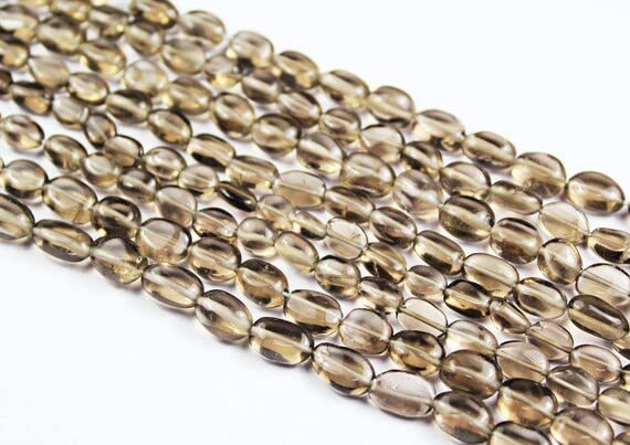 Quartz fumé transparent perles ovales pour loisirs créatifs et fabrication de bijoux DIY