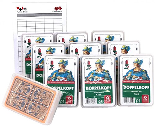 Preisvergleich Produktbild Ludomax Zehnerpaket DOPPELKOPF Deutsches Bild Spielkarten von Ass, Set Block