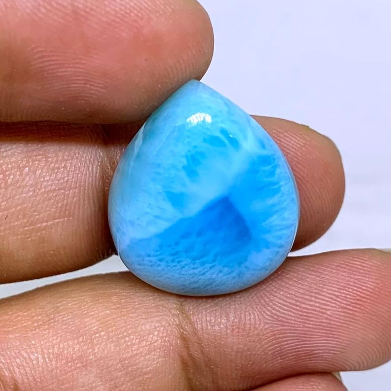 Larimar pour bague et pendentif cabochon poire naturelle 32mm - 2