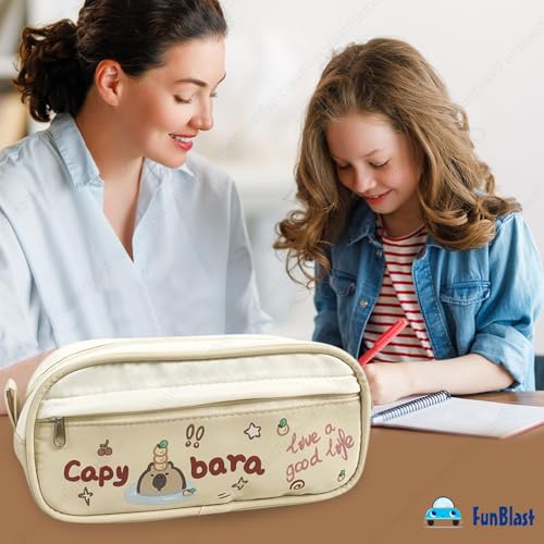 Image of FunBlast Pencil Pouch for Girls - Capybara Pouch for Girl, Multipurpose Zipper Pouch, Aesthetic Pouch for Girl, Kawaii Pencil Case, Cute Pouches for Girls, Return Gift for Kids (Multicolor)