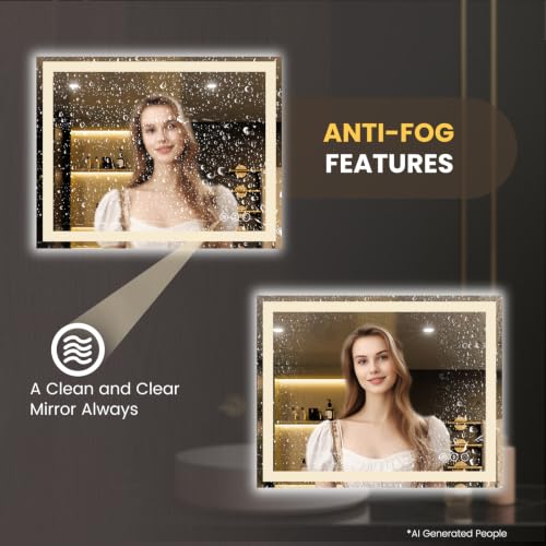 Image of LOAAO 50 inchX40 inch LED Bathroom Mirror with Lights, Anti-Fog, Dimmable, Backlit + Front Lit, Lighted Bathroom Vanity Mirror for Wall, Memory Function, Tempered Glass, Safe to Use, ETL Listed