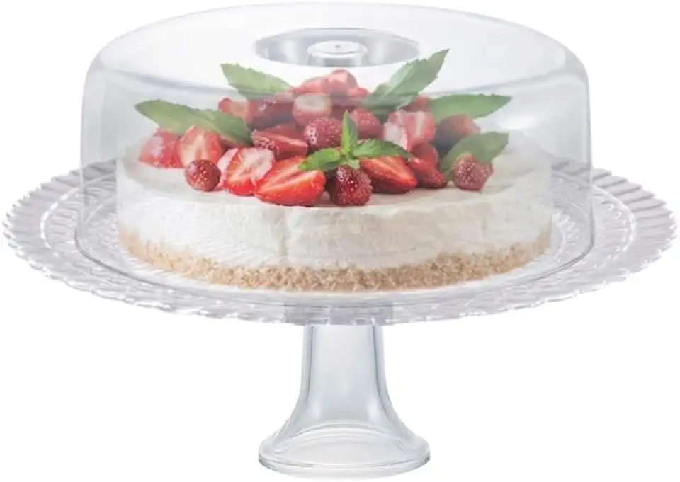 Ruvolo Boleira Gourmet, Boleira de Vidro Com Tampa Acrilica, Porta Bolo e Paes