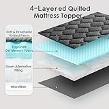 Casabella Mattress Topper - 4 Layer Gel Memory Foam Mattress Topper King Size Bed with Extra Deep Pocket - Hotel Quality Breathable Super Comfort Mattress Pad King Size Bed(150x200) - Grey - Image 3