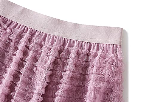 ebossy Women's Sweet Ruffled Tutu Tulle Fairy Skirt Elastic High Waist Tiered Mesh Mid Skirt with Lined2