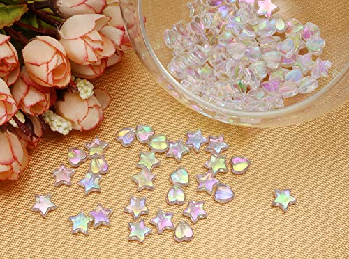 Tupalizy 100Pcs Mini Acrylic Beads 9Mm Heart Charms And 11Mm Star Beads For Jewelry Making Bracelets Necklaces Earrings Key Chains Accessories Diy Crafts Valentine Christmas Birthday Gifts (White) #TOP1