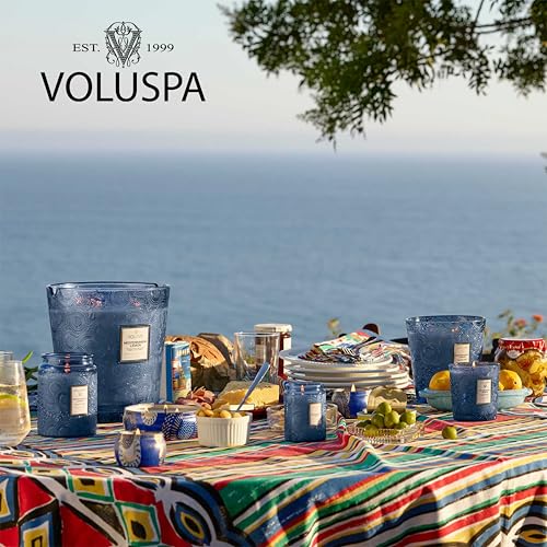 Image of Voluspa Mediterranean Lemon Candle Jar, 5.5 oz, Coconut Wax Blend, Small Scented Candles for Home, 50 Hour Burn Time, Poured in the USA