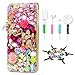 STENES Bling Case Compatible with iPhone 7 / iPhone 8 - Stylish - 3D Handmade [Sparkle Series] Butterfly Bowknot Rose Flowers Design Cover with Cable Protector [4 Pack] - Colorful