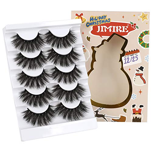 JIMIRE High Volume False Eyelashes Fluffy 3D Lashes Pack 5 Pairs for Christmas