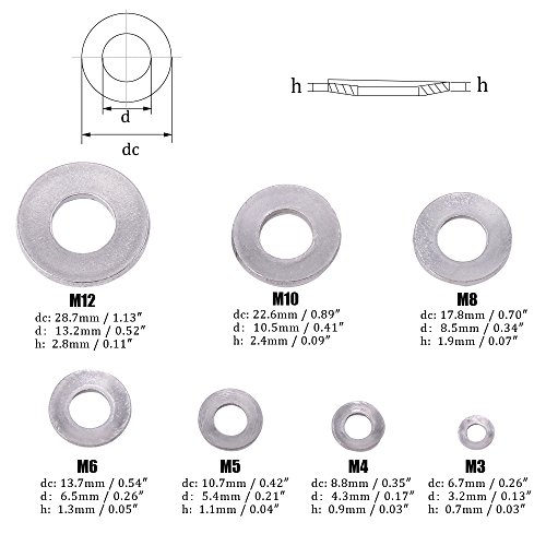 hilitchi 215-pcs m3 - m12 metric 304 stainless steel belleville spring washer assortment set
