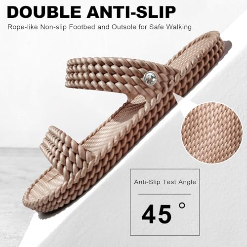 LAVAU Slide Sandals for Women, Slip-On Waterproof Slippers with Two Strap for Beach/Pool/Shower/Outdoor, Recyclable3