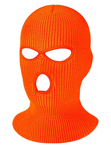 SATINIOR 3 Holes Ski Mask Full Face Cover Outdoor Balaclava Winter Knitted Neck Gaiter for Halloween Sports Cycling(Medium Bright Orange)