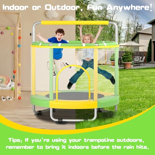 ZCMHAXJ 55" Trampoline for Kids with Enclosure, 440lbs Capacity Indoor & Outdoor Toddler Trampoline with Adjustable Gymnastics Bar & Toys, for Boys & Girls - Image 6
