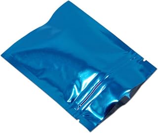 AGGERT Bolsa de almacenamiento de alimentos de 10 x 15 cm, 100 bolsas de papel de aluminio con cierre de cremallera, bolsa de embalaje plano con cierre de cremallera, color azul