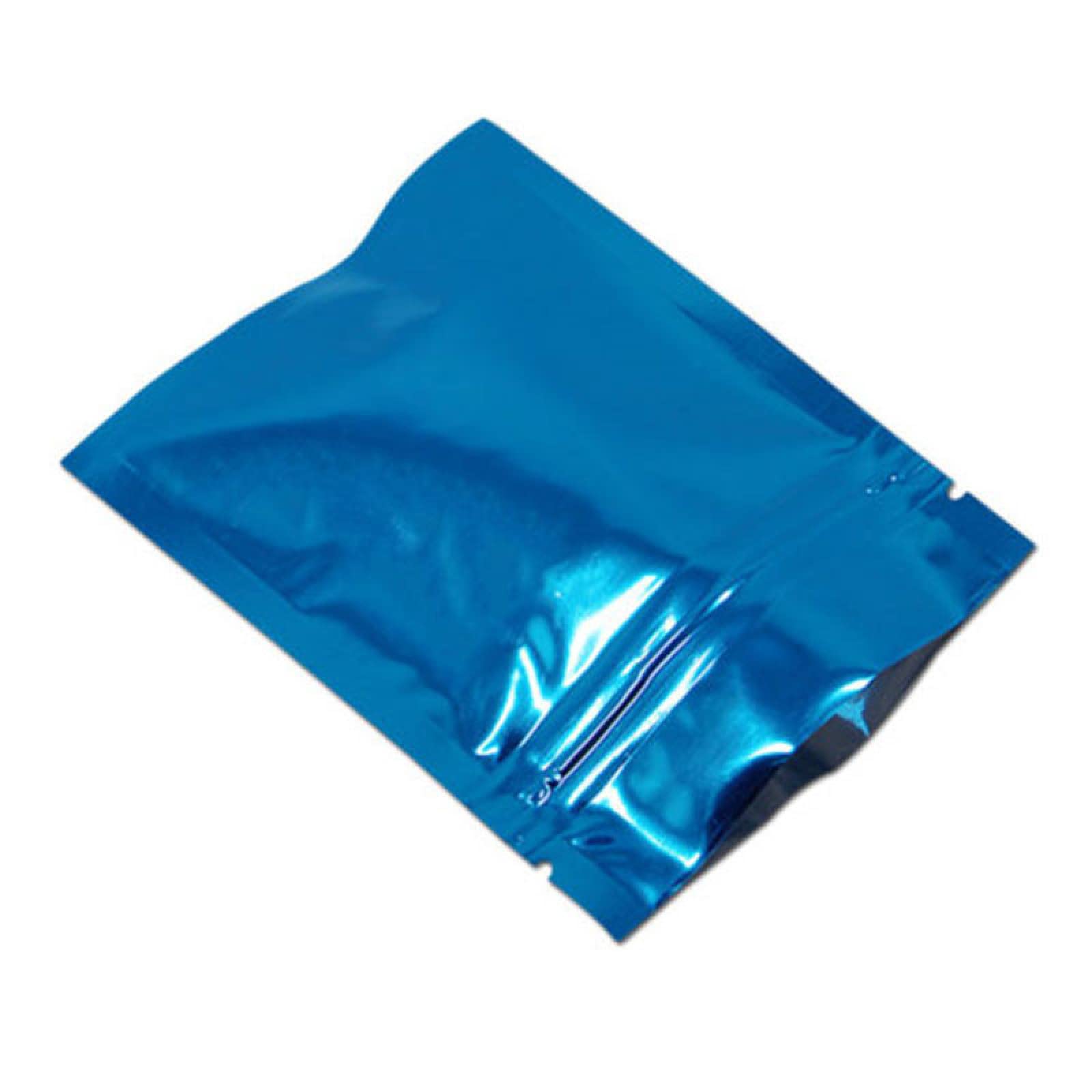 Lebensmittel-Aufbewahrungsbeutel, 14 x 20 cm, 100 Stück, hitzeversiegelt, Aluminiumfolie, Druckverschlussbeutel, flache Verpackung, wiederverschließbare Folie, Reißverschlussbeutel, Blau