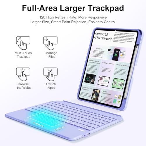 Image of iPad A16 11 /10th Gen Case with Keyboard, Air 11 (M4 /M3 /M2, 2026 /2025 /2024), Magnetic Detachable Backlit Keyboard, Trackpad, 360 Stand, Pencil Holder for Air 5 /4th 10.9 inch Pro 11(Violet Purple)