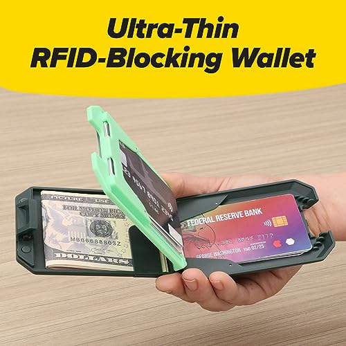 Slim Mint Wallet Leather Edition Ultra-Thin RFID-Blocking, AS-SEEN-ON-TV, ID Theft Protection, Easy to Carry, Reach Cards & Cash with a Touch of a Button, Aluminum Outer Shell, Crush-Resistant3
