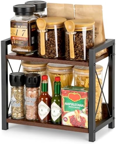 Coffee Station Organizer, Wooden Kitchen Countertop Organizer, 2 ...