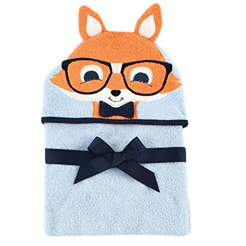 Image of Hudson Baby Unisex Baby Cotton Animal Face Hooded Towel, Nerdy Fox, One Size