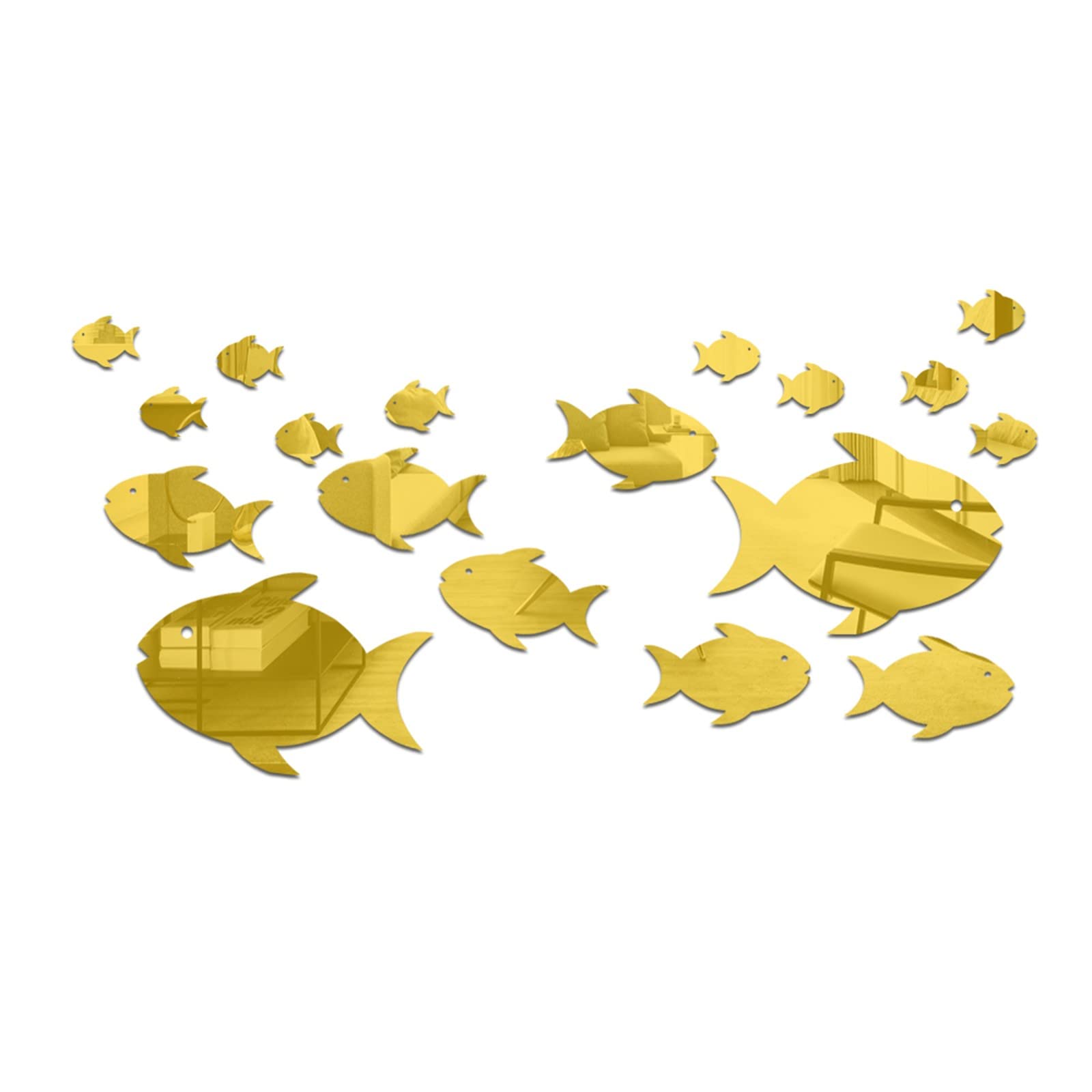 Stick on Mirrors for Walls Sea Animals Fishes Theme Acrylic Wall Decor Stickers Removable Dog DIY Sticky Mural Stickers Decals for Living Room Kid Baby Bedroom Bathroom Wall Stickers Living Room
