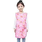Plie Kids Painting Apron – Waterproof Art Smock for Toddlers & Preschoolers, Messy Play, Baking, Crafts, Cooking, Sensory Activities, Mealtime (Ages 1–10), Pink Animal (04-L)