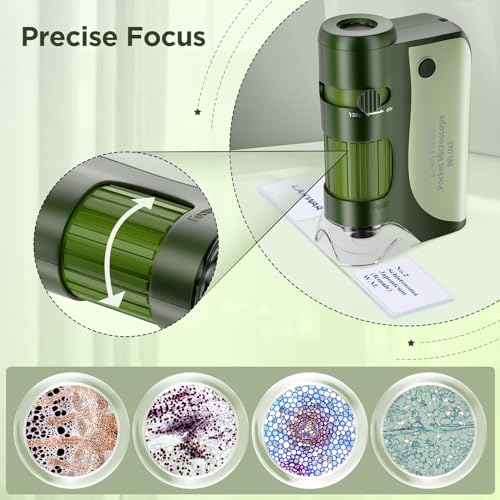 60x-120x Mini Pocket Microscope for Kids Adults, Portable Handheld Microscope, Miniscope Portable for Kids Little Scientist Students School Minilabsters Education - Image 4