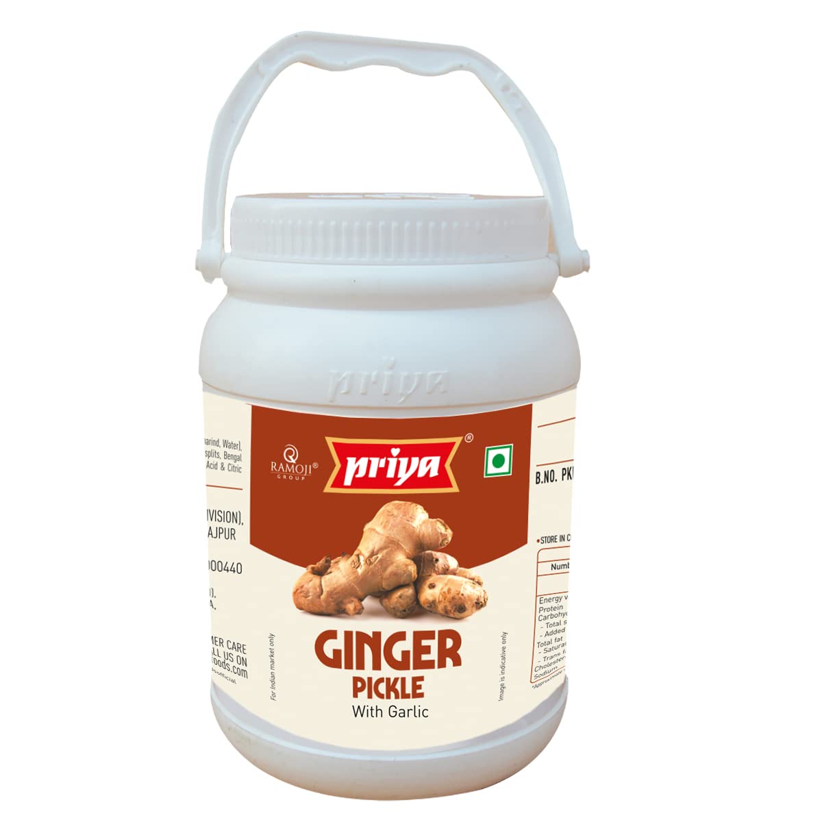 Priya Ginger Pickle with Garlic 1Kg- Homemade Adrak Achar - Traditional South Indian Taste