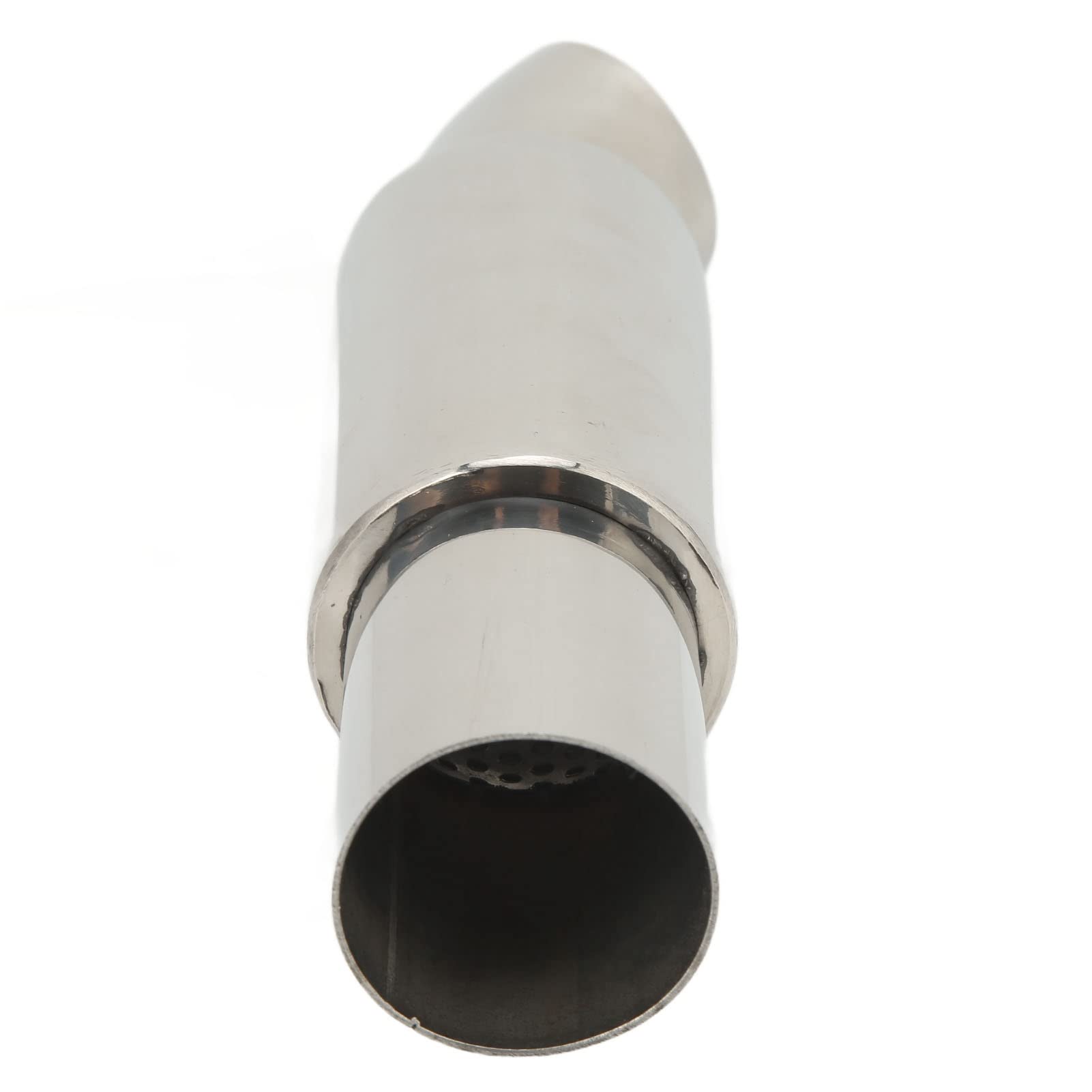 Silenciador de Escape de Coche,Tubo de Escape de Coche,Punta de Silenciador Trasero,Entrada de 51mm X 63mm,Reemplazo Universal Plateado de Acero Inoxidable Redondo, de escape