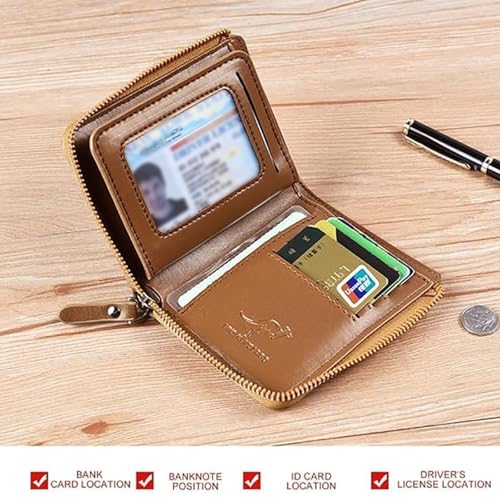 Men Wallet Zipper Purse (RFID PROTECTED) - Aiks Kangaroo Wallets, RFID Blocking Leather Wallet Credit Card ID Holder Zipper Purse Waterproof (Fiber Black)2