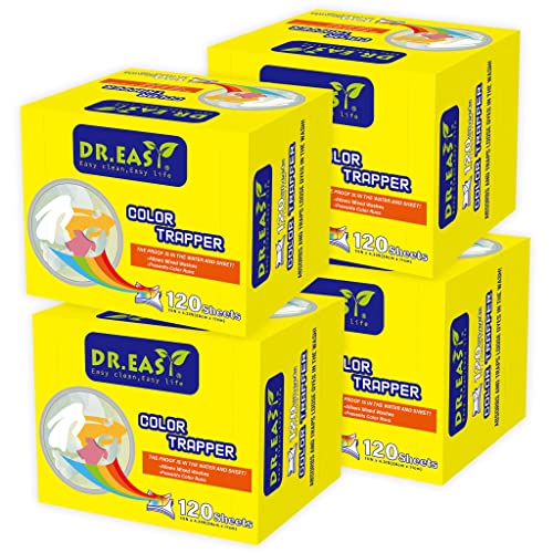 DR.EASY Color Trapper Sheets for Laundry 480Ct,Remove Dyes,Fluorescent & Heavy Metals in Laundry,Special Pores Texture Absorb Dyes & Fluorescent More & Faster,unscented,no Chemicals,Safe in Dryer