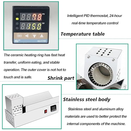 600W Elektryczny uszczelniacz do butelek wina z ceramicznym ogrzewaniem.Regulowany Temp 150-170C dla PVC PP PE.Korpus ze stali nierdzewnej.Szybka uszczelka 5-8 Sekum do 80 mm średnicy.Idealny Do Produ