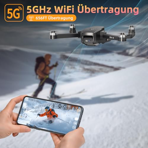 Drohne mit Kamera 4K, 5G WiFi Übertragung Maximal 40 km/h Fluggeschwindigkeit Stufe 4 Windwiderstand Bürstenloser Motor Drone für Erwachsene Faltbar Quadcopter – Bild 5