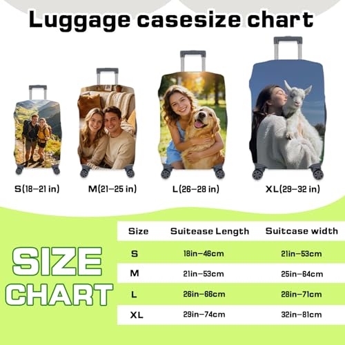 NOREVYE Custom Luggage Cover – Personalized Photo or Name Suitcase Cover, Double-Sided Stretch Luggage Protector, Washable & Scratch-Resistant Travel Cover (S(18-21 in)) - Image 5