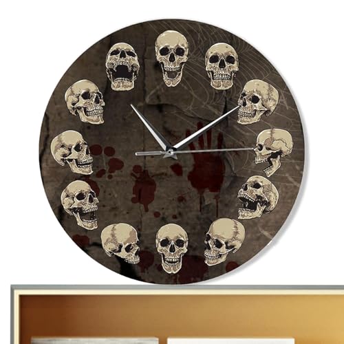 Yulokdwi Reloj de Pared Gótico - Reloj de Pared Halloween Gótico,Moderno Decoración de Terror Funciona con Pilas para Interior Salón Hogar Cocina Dormitorio