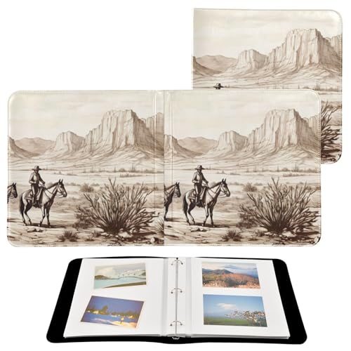 Álbum de fotos temática vaquera occidental, autoadhesivo, para fotos 3x5, 4x6, 5x7 y 6x8 pulgadas, álbum de scrapbooking con anillas, 20 páginas en blanco, álbum magnético DIY miniatura 2